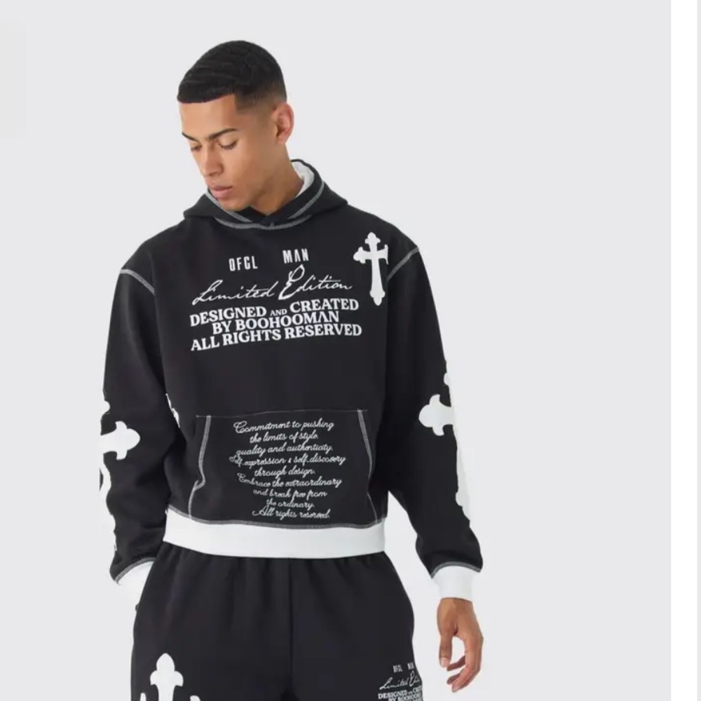 BoohooMan Cross Hoodie